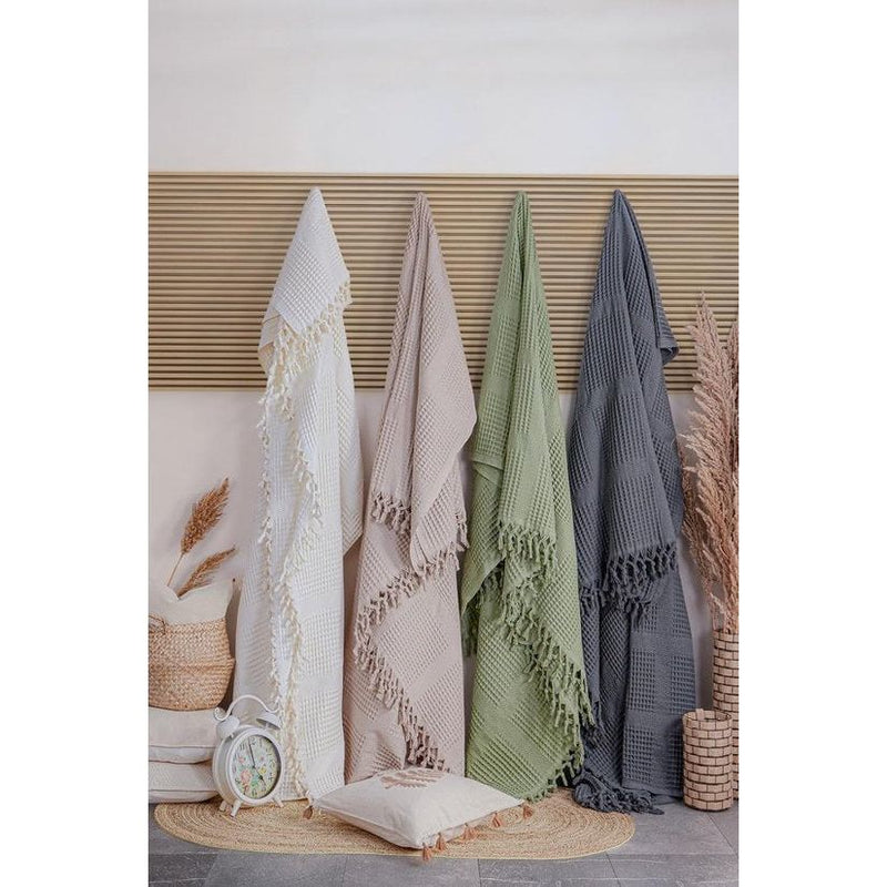 Sprei XXL in wafellook Inara extra groot 220 x 240 cm, 100% katoen, Oeko-Tex, sprei voor bank, stoel en bed, sofadeken, wollen deken, woondeken (incl