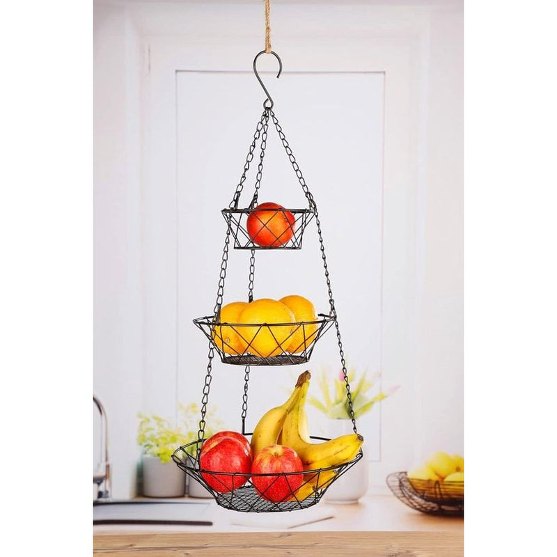 Hangende etagère, 76 cm, keukenhanger voor meer ruimte, fruitmand hangend - fruithangmand keuken - fruitschalen om op te hangen, 1 stuk