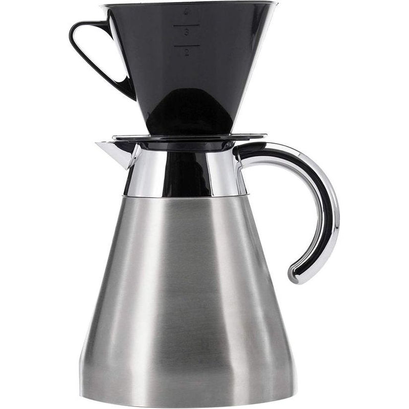 Koffieset, 2-delig, duurzaam filter + koffiefilter maat 4, roestvrij staal/kunststof, koffie, zilver, zwart