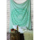 Wanddeken Mandala - Indiase decoratieve strandhanddoek olifant werptapijt - 152 x 127 cm - groen Vertaling: Wandkleed Mandala - Indiase decoratieve strandhanddoek olifant tapijt - 152 x 127 cm - groen