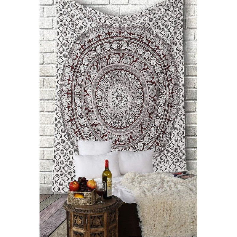 Mandala stoffen wandtapijt decoratieve strandhanddoek hippie tapijt olifant gooi tapijt 213x137 cm kastanjebruin Vertaling: Mandala stoffen wandtapijt decoratieve strandhanddoek hippie tapijt olifant gooi tapijt 213x137 cm kastanjebruin