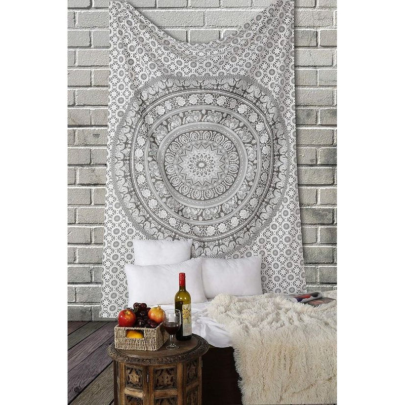 Mandala wandtapijt - decoratief strandlaken hippie wandtapijt olifant gooien wandtapijt - 152 x 127 cm - grijs Mandala wandtapijt - decoratief strandlaken hippie wandtapijt olifant gooien wandtapijt - 152 x 127 cm - grijs