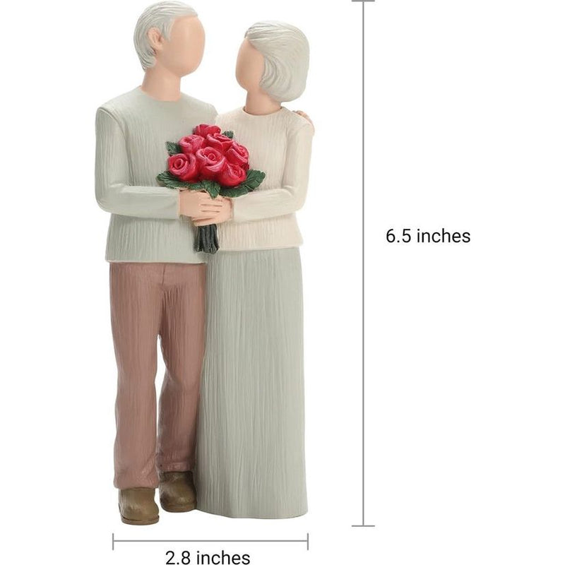 Liefdevolle bejaarde echtpaar beeldjes, huwelijksverjaardag standbeelden voor huisdecoratie, gebeeldhouwde handgeschilderde figuren geschenken voor ouders grootouders