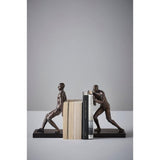 Push Bookend, Stylish and Strong Decorative Bookend Made of Polyresin (Set of 2) - Black, 26.7 x 16.5 x 11 cm