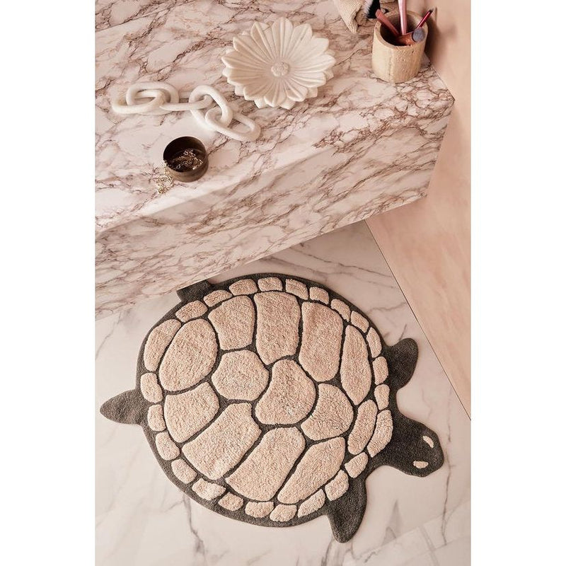 Badmat in de vorm van een schildpad Staycation Collectie, Decoratie voor de badkamer, Duurzaam Katoen, Oeko-Tex® Standaard 100 Gecertificeerd - Roze, 75 x 98 cm