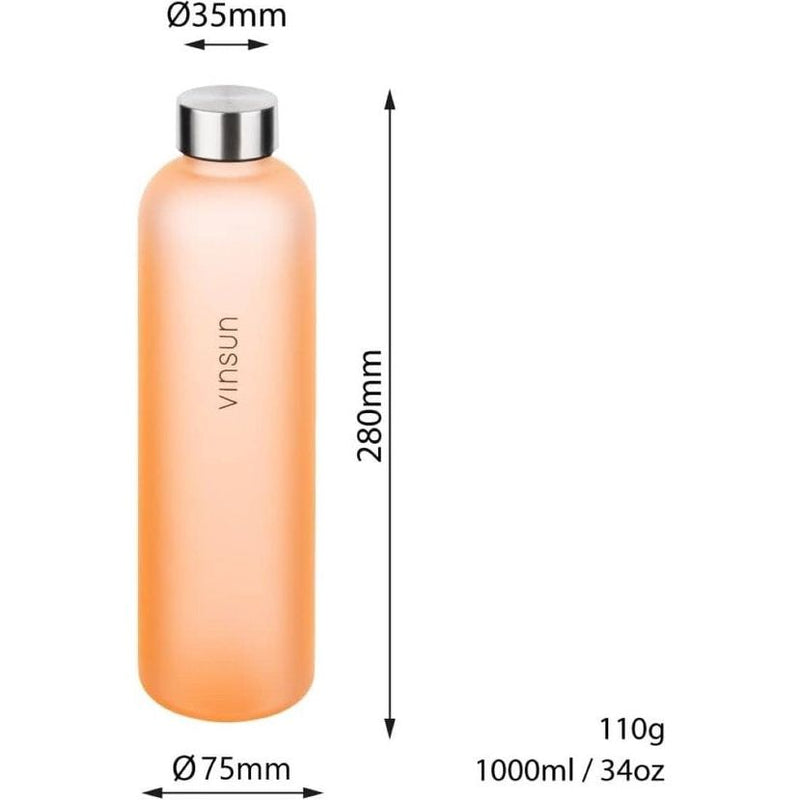 Drinkflessen, 1 l, oranje, kruidenfles, geschiedenis van koele dranken, BPA-vrij, Tritan, lichte waterflessen voor sport, buiten, school, universiteit, fietsen, kantoor, sportschool