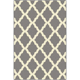 Glamour Collectie Vloerkleed met rubberen achterkant en elegant rasterontwerp, 100 x 150 cm, grijs.