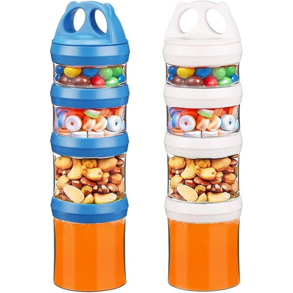 Voorraadpotten Set van 2 opslagcontainers Voedselopslag Stapelbaar 31oz Twist Lock Stapelmoeren Opslag en organisatie Snoepformule Reisartikelendispenser, BPA-vrij, Wit/Blauw