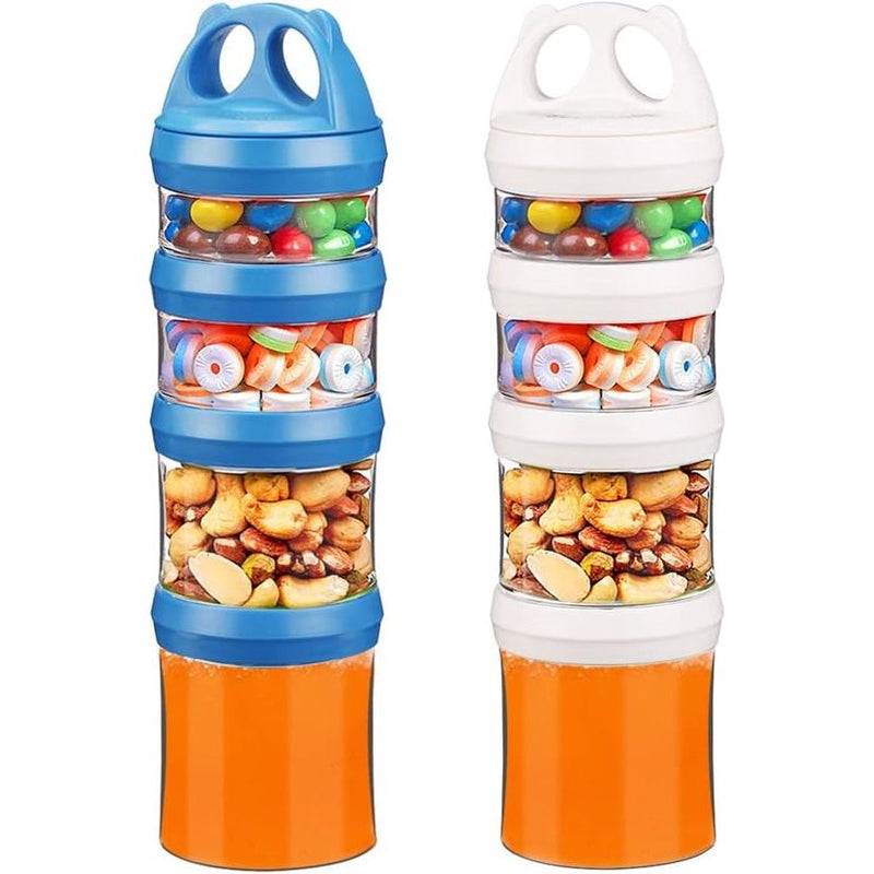 Voorraadpotten Set van 2 opslagcontainers Voedselopslag Stapelbaar 31oz Twist Lock Stapelmoeren Opslag en organisatie Snoepformule Reisartikelendispenser, BPA-vrij, Wit/Blauw