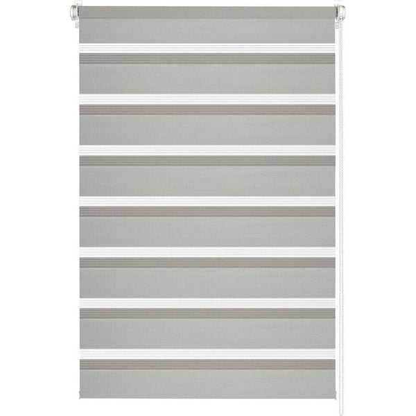 Dubbel rolgordijn om te klemmen of te lijmen, Duo-rolgordijn, boren niet nodig, zijwaarts trekkend rolgordijn, transparante en ondoorzichtige strepen, lichtgrijs, 90 x 150 cm