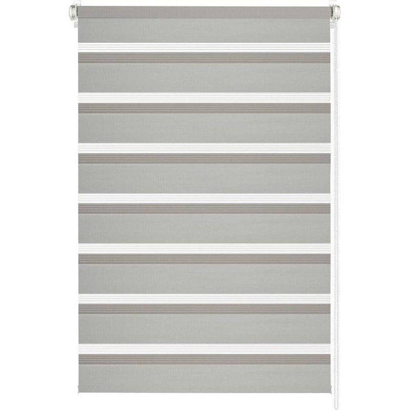 Dubbel rolgordijn om te klemmen of te lijmen, Duo-rolgordijn, boren niet nodig, zijwaarts trekkend rolgordijn, transparante en ondoorzichtige strepen, lichtgrijs, 90 x 150 cm