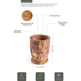 Olijfhouten theelichthouders | set van 3 | kandelaars voor woonkamer, badkamer, tafel | woondecoratie | romantische decoratie | kerstdecoratie | ronde vorm