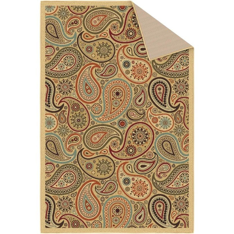 Modern ontwerp vloerkleed met rubberen achterkant 100 x 150 cm beige.