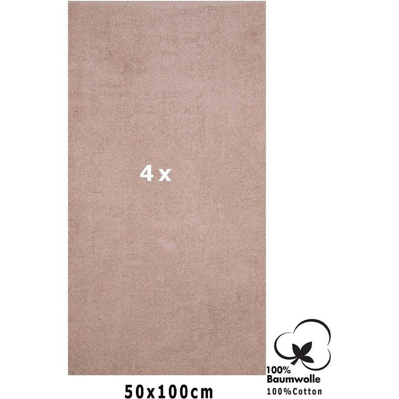 Set van 4 handdoeken handdoeken handdoeken afmetingen 50x100 cm 100% katoen kleur cappuccino