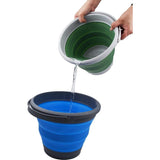 5,5L opvouwbare plastic emmer opvouwbare ronde kuip draagbare wateremmer voor vissen ruimtebesparende buitenwaterpot (grijs/donker zeegroen, 1)