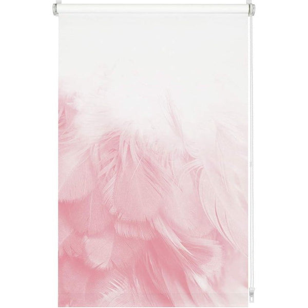 Rolgordijn zonder boren, om te klemmen, ondoorzichtig, inkijkbescherming, anti-verblinding, incl. alle montageonderdelen, Digiprint veerboa, wit/decor, 90 x 150 cm