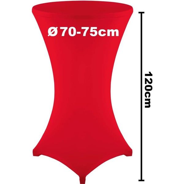 Diana, set van 5 stretch statafelhoezen met Öko-Tex-keurmerk, versterking in het voetgedeelte, Ø60-65cm, Ø70-75cm, Ø80-85cm (rood, Ø70-75cm)