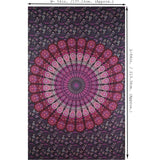 Mandala Wandkleed, Indiaas, bohemian orange psychedelic, bloemenmotief, boho