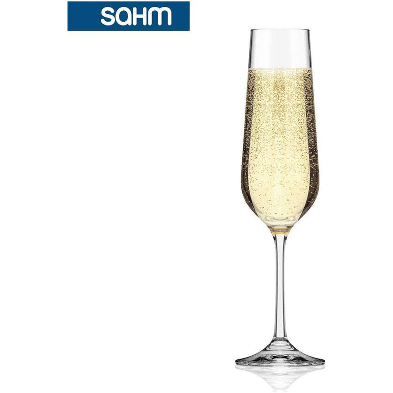 SAHM Champagneglazen, 6-delig, 200 ml, champagneglas, vaatwasmachinebestendig, duurzaam, ook ideaal als Prosecco glazen en champagneglazen