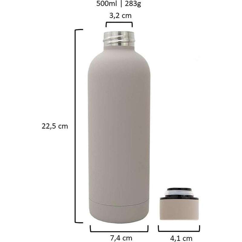 Roestvrijstalen drinkfles, 500 ml, thermosfles, 0,5 l, voor kantoor, lekvrije waterfles voor koolzuur, thermoskan onderweg, isoleerfles, thee, koffie, fles bruiswater