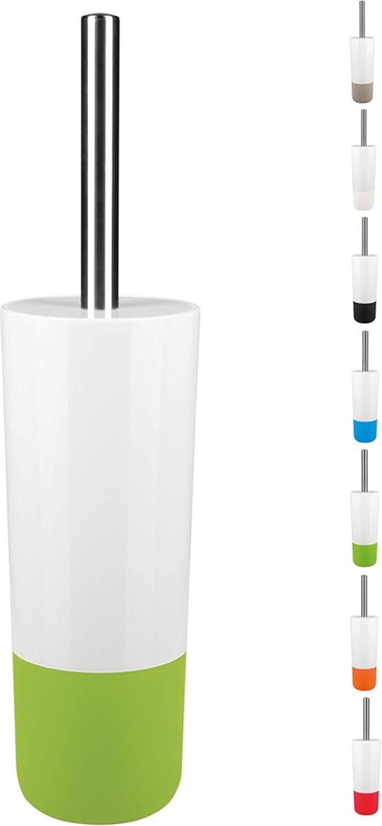 Wc-borstel, wc-borstel, wc-borstel, hoogwaardig "Moji" met hygiënische houder, wit/groen