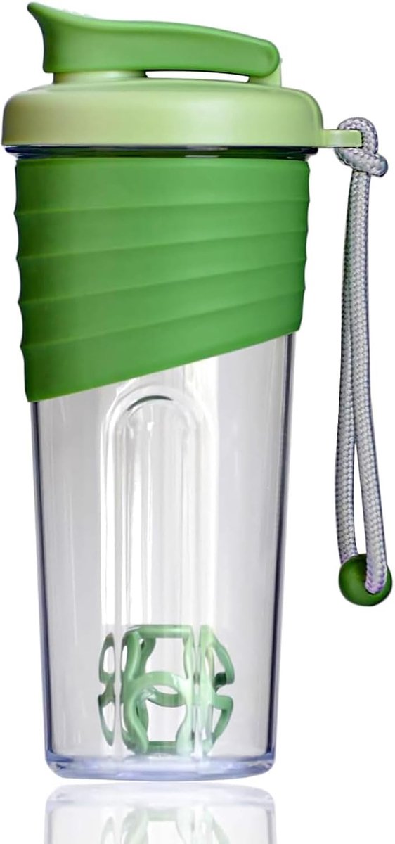 Shaker met bal, eiwitshaker, waterfles, drinkfles, BPA-vrij, shaker proteïneshake, 700 ml, duurzaam, lekvrij, geurneutrale shakebeker, 700 ml, groen
