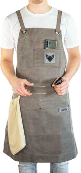 Grillschort | hoogwaardig verwerkt | met impregnering door waslaag, grijs, One-size