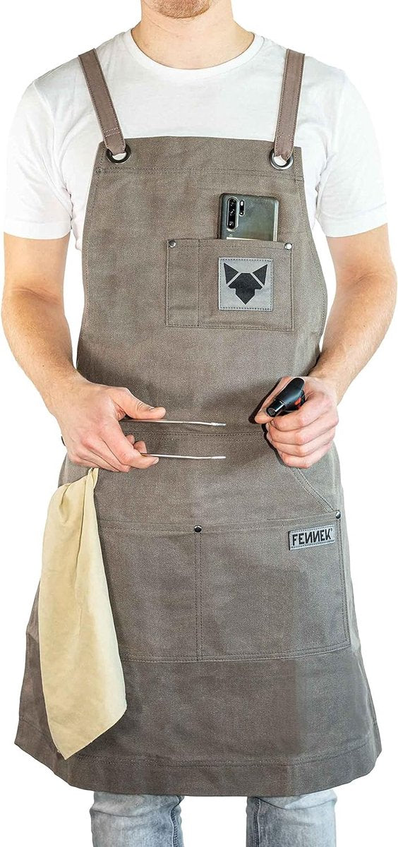 Grillschort | hoogwaardig verwerkt | met impregnering door waslaag, grijs, One-size