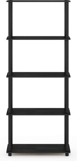 Turn-N-Tube multifunctioneel boekenplankopbergrek met 5 niveaus en ronde buizen, Americano/zwart, 59,9 (breedte) x 145,8 (hoogte) x 29,5 (diepte) cm