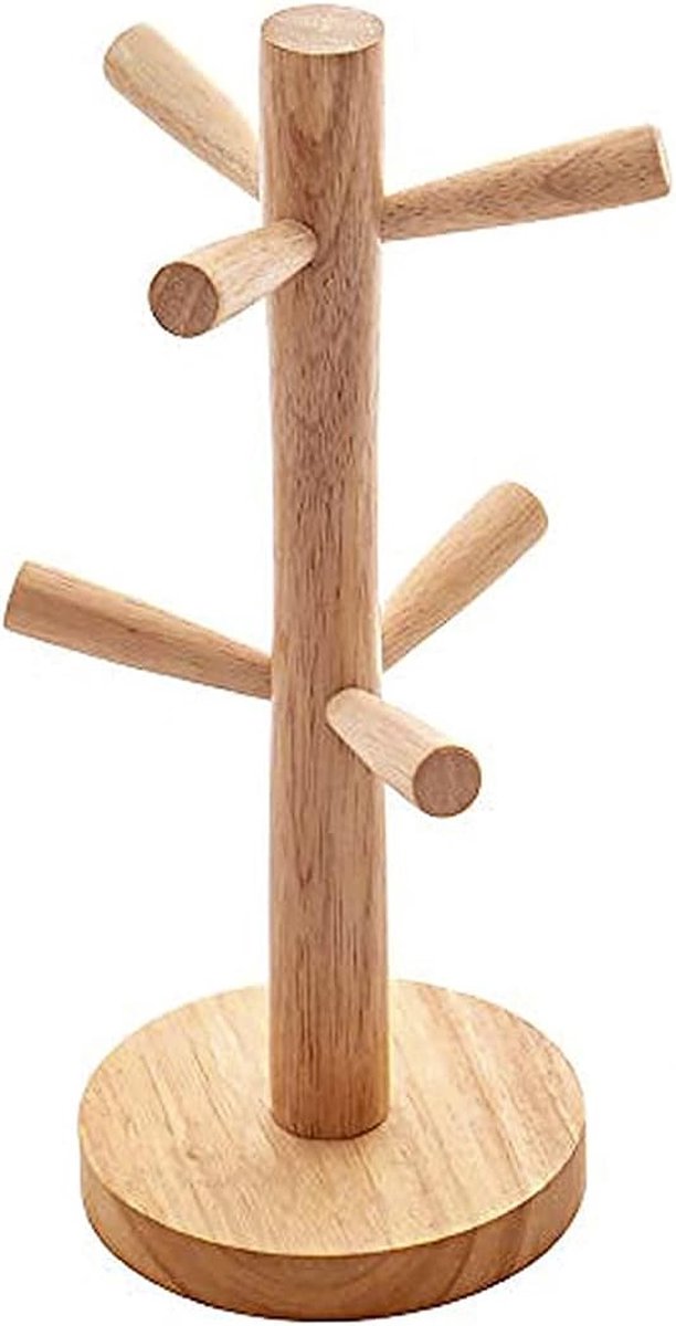 Bekerhouder, houten pretzelstandaard, bekerhouder, houten boombekerhouder, pretzelhouder, mokkenboom voor aanrecht, tablet, koffiekopjesrek