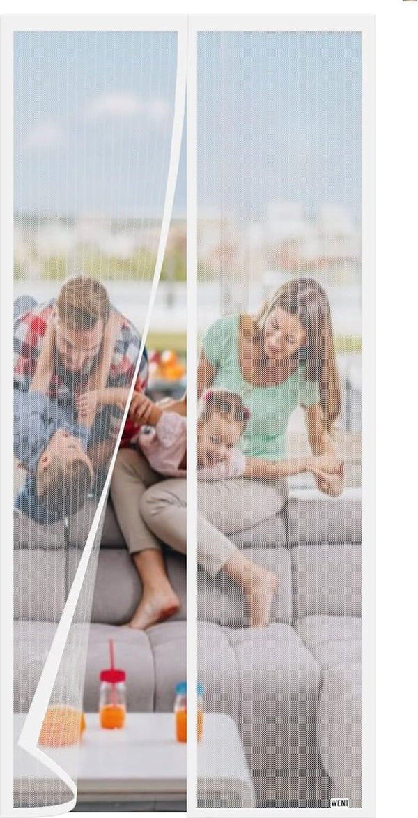 Vliegengaas, voor balkondeur, 80 x 240 cm, verbeterde kwaliteit van het vliegengaas, deurmagneet, geschikt voor balkondeur, terrasdeur, kelderdeur, kamerdeur en schuifdeur, zonder boren, wit