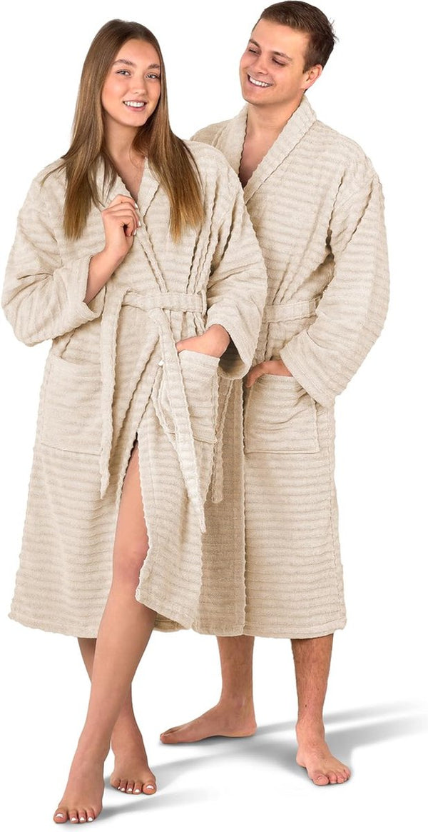 Badjas, uniseks, knuffelzachte en absorberende badjas voor heren en dames met sjaalkraag, luxe badstof, 100% katoen, Oeko-Tex, premium hotelkwaliteit, 400 g/m²