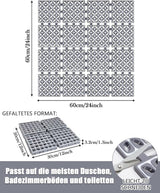 Douchemat antislip - 60 x 60 cm antislipmat voor de douche, badmat antislip, schimmelbestendig en machinewasbaar, antislip douchemat vierkant, BPA-vrij en latexvrij, grijs