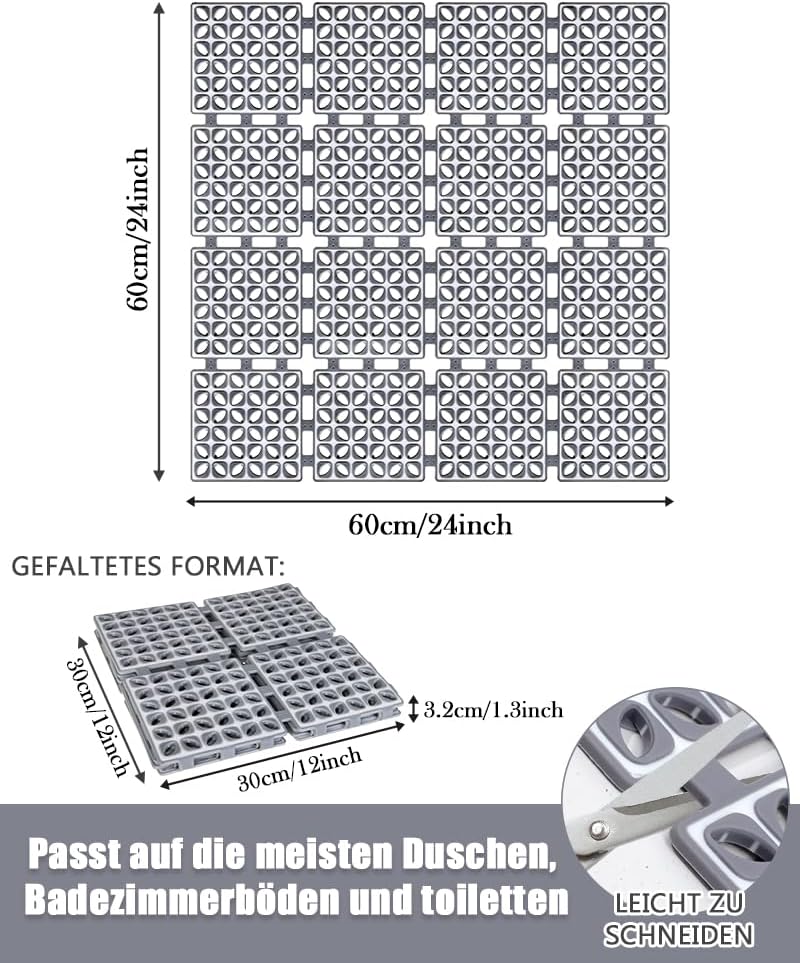 Antislip douchemat, 80 x 50 cm, antislip douchemat met zuignappen en afvoergaten, machinewasbaar, voor bad en badkamer, blauw