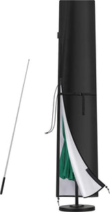 Beschermhoes voor parasol, zweefparasol, beschermhoes voor 3m-5m, parasol, afdekking, waterdicht, met stang voor 300 cm, 400 cm, 500 cm, zweefparasol, standaard, 280 x 50/60 cm