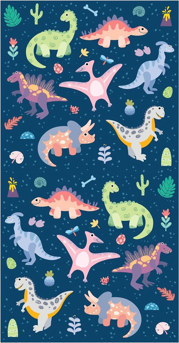 Kinderhanddoek, badhanddoek, strandhanddoek, douchehanddoek voor meisjes en jongens, 100% katoen, 70 x 140 cm (dinosaurus)