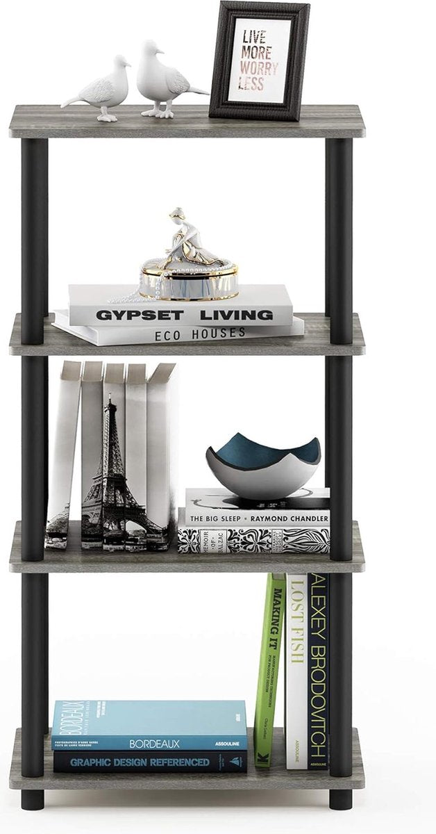 Multifunctionele plank met 4 niveaus, hout, Frans eiken grijs/zwart, 27 x 46,9 x 92,89 cm