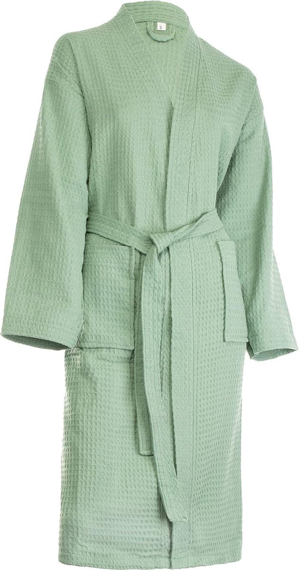 Badjas dames en heren katoen unisex lichte ochtendjas wafel-piqué