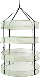 Kruidennet om op te hangen, 4 lagen, groen net, met opvouwbare, zware ringen, inklapbaar, hydrocultuur-plantenknoppen, robuust hangnet