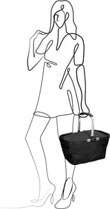 Boodschappenmand, koelmand met deksel, thermische koeltas, picknickmand met koelvak, isolatietas met aluminium handvat, 30 liter volume, zwart