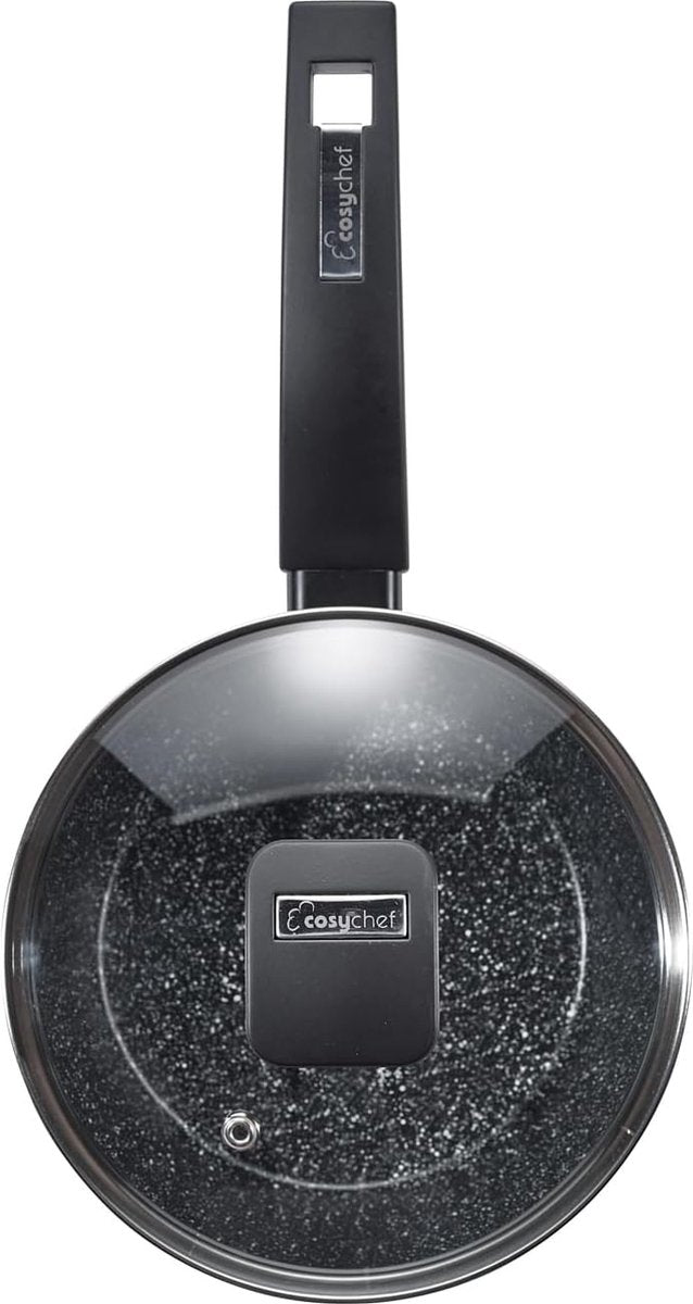 steelpan 18 cm - 1,8 l melkpan met glazen deksel en anti-aanbaklaag - kleine kookpan geschikt voor alle warmtebronnen, ook inductie - PFOA-vrij