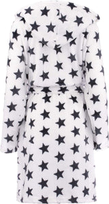 Damesbadjas met sterren, verkrijgbaar in de maten: S/M - L/XL en in de kleuren: antraciet/wit