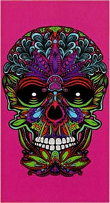 Microvezel strandhanddoek, 90 x 170 cm, anti-zand, strandhanddoek, zacht, 100% microvezel, sneldrogend, roze schedel