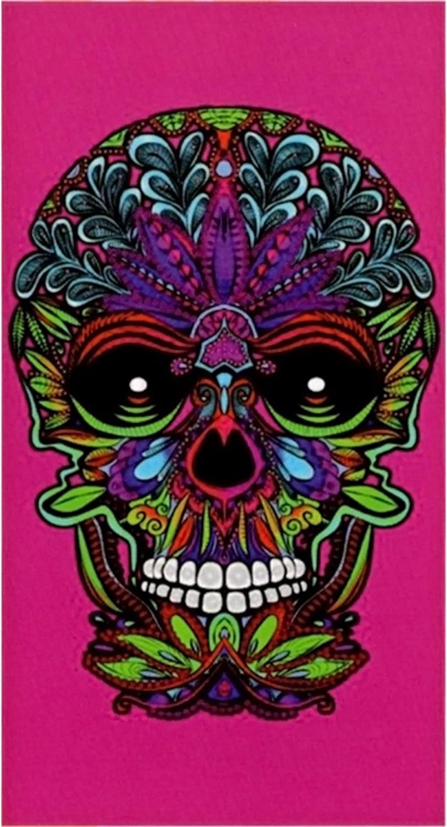 Microvezel strandhanddoek, 90 x 170 cm, anti-zand, strandhanddoek, zacht, 100% microvezel, sneldrogend, roze schedel