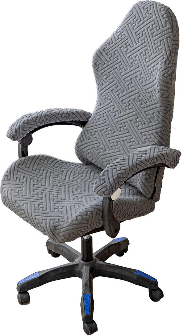 Gaming stoelhoezen, 4 stuks, bureaustoel, draaistoel, overtrek met armleuningen/stoelrug, rekbare stoelhoezen voor computer-gamestoel, racing-stijl, bureaustoel, zonder stoel, donkergrijs