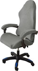 Fluwelen pluche gamingstoelhoezen, 4 stuks, bureaustoel, draaistoel, overtrek met armleuningen/stoelrug, rekbare stoelhoezen voor computer-gamestoel, bureaustoel, zonder stoel, grijs