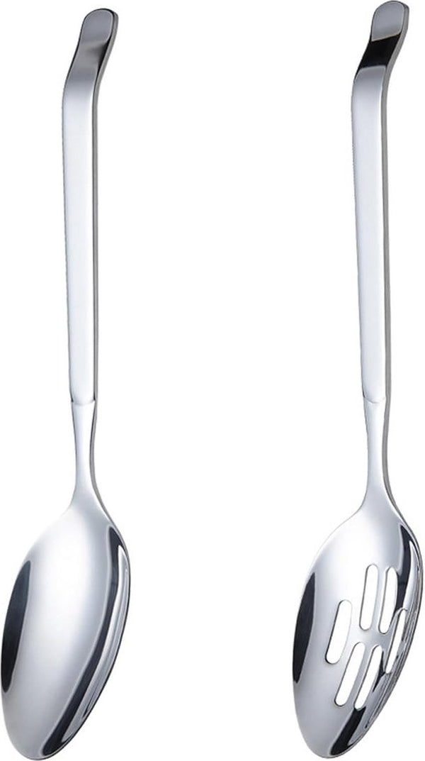 Opscheplepel groot, serveerlepel roestvrij staal groot lange handvat serveerlepel met gleuf grote lepel opscheplepel roerlepel voor partijen keuken (2 stuks) 27,6 x 5,8 cm
