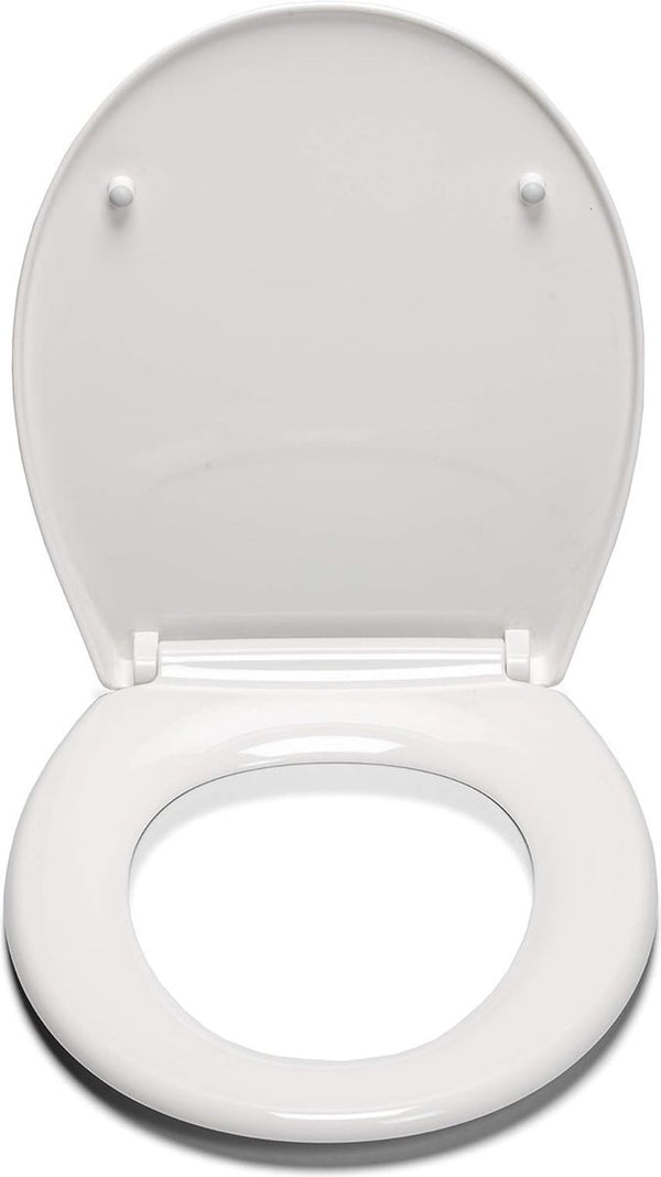 Antibacteriële toiletbril met softclose-mechanisme en snelsluiting, kunststof, wit, one size