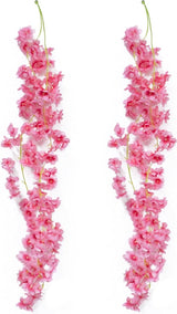 Set van 2 kersenbloesemdecoratie kunstbloemenslinger nepbloemdecoratie geschikt voor huwelijksboogdecoratie kamer hangende decoratie eettafel achtergrondmuur (roos)