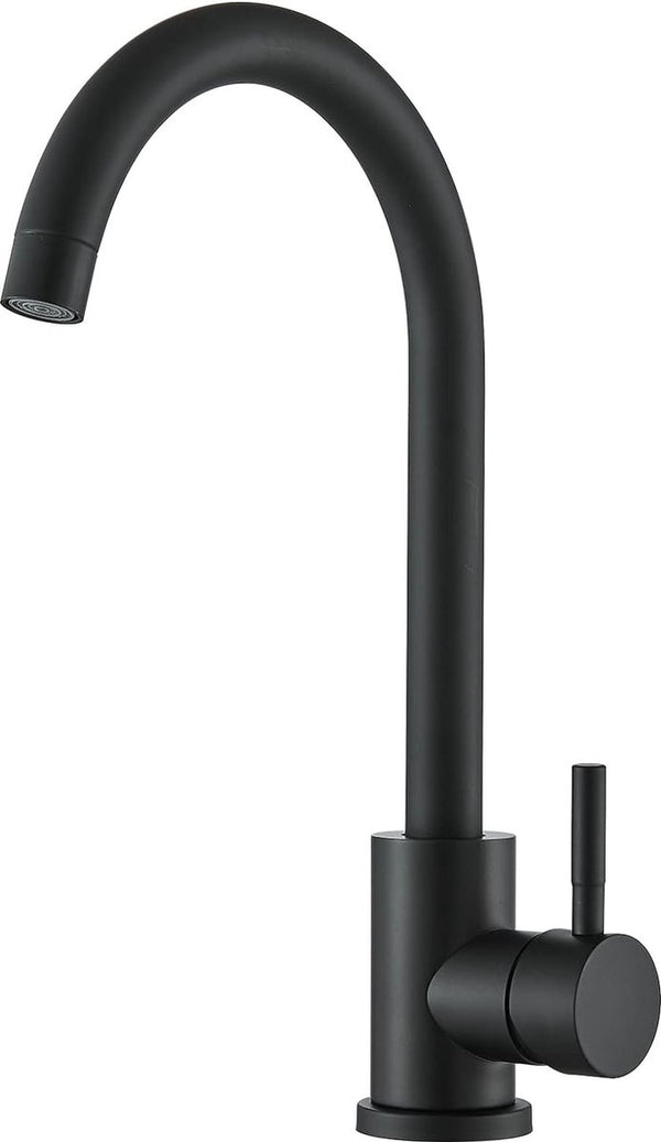 Kraan Keuken Zwart Mengkraan Keuken Roestvrij Staal 360° Draaibare Eenhendelmengkraan Hoge Druk Keukenkraan Kraan Keuken Hoge Uitloop